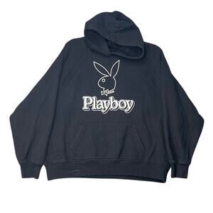 Women’s Playboy By PacSun Classic Raglan Hoodie Black Sz  XS Streetwear Grunge